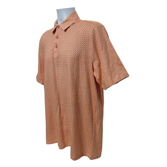Johnston & Murphy Mens Orange Print Short Sleeve Polo Shirt Size XL Pima Cotton - Picture 5 of 11